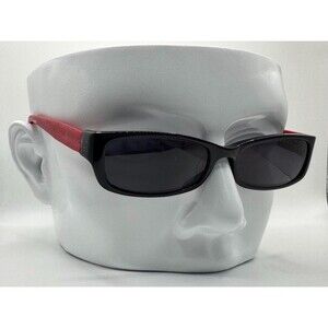 Vintage Y2K Eyeglasses NOS | Narrow Rectangle Style | Grey Sun Lens | Black/Red